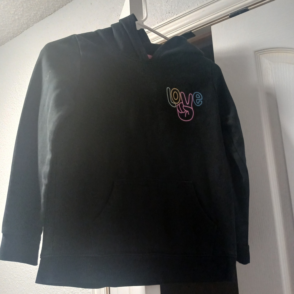 Cat & Jack Black Hoodie with Multicolor Love Design